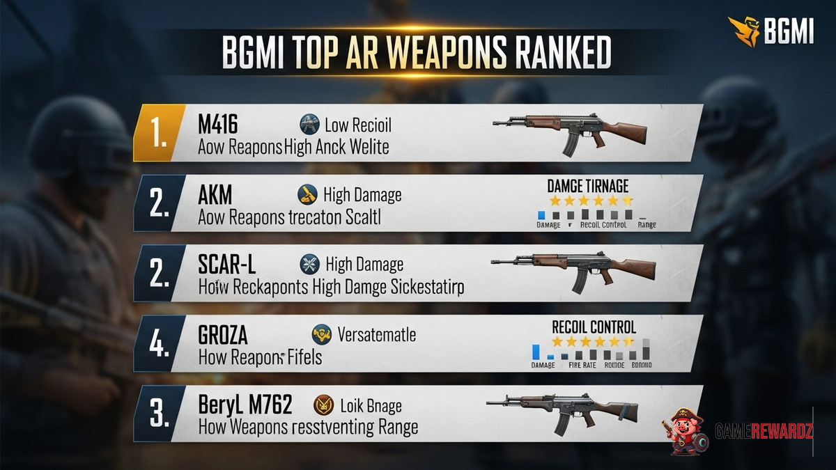 BGMI Top AR Weapons Ranked